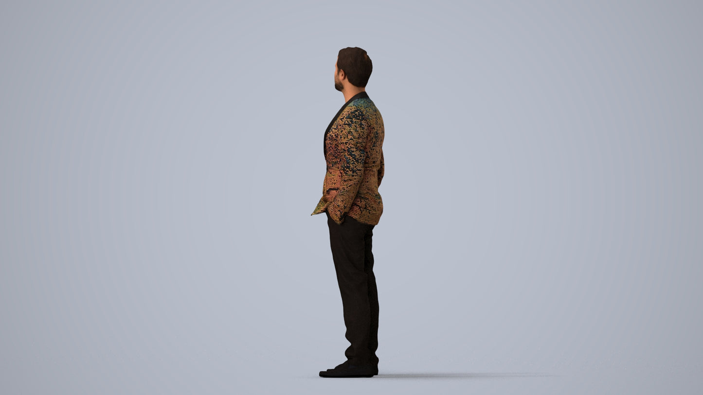 photogrammetry 3D man formal formalaffairs, realistic human model archviz FBX, three-quarter view render