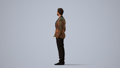 photogrammetry 3D man formal formalaffairs, realistic human model archviz FBX, three-quarter view render
