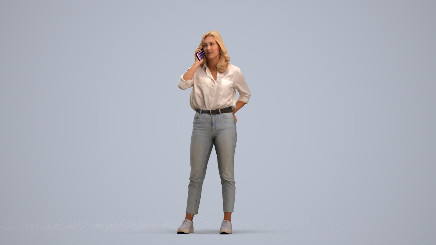 photogrammetry 3D woman casual standing, realistic human model archviz FBX, standing pose render