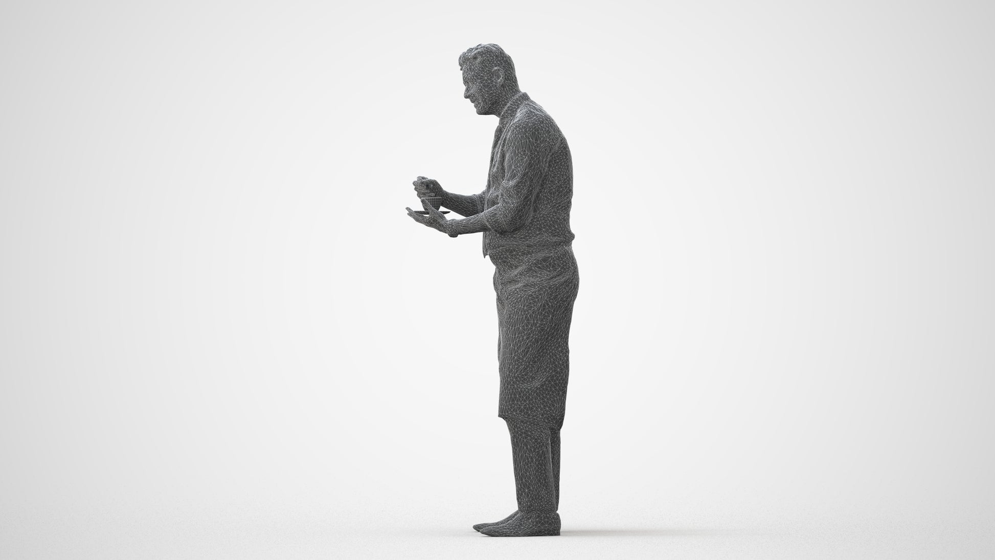 photogrammetry 3D man hospitality, realistic human model archviz FBX, square thumbnail