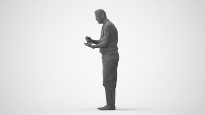photogrammetry 3D man hospitality, realistic human model archviz FBX, square thumbnail