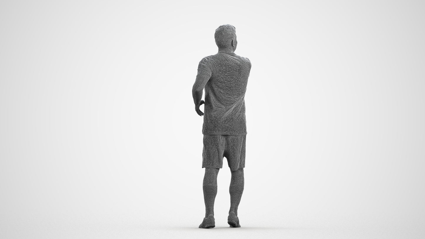 photogrammetry 3D man sport, realistic human model archviz FBX, wireframe front view