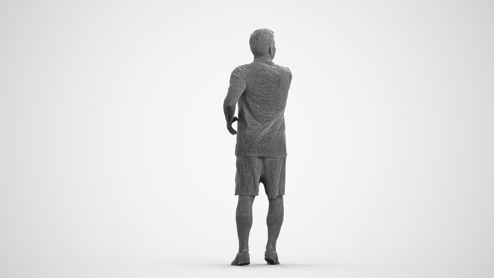 photogrammetry 3D man sport, realistic human model archviz FBX, wireframe front view