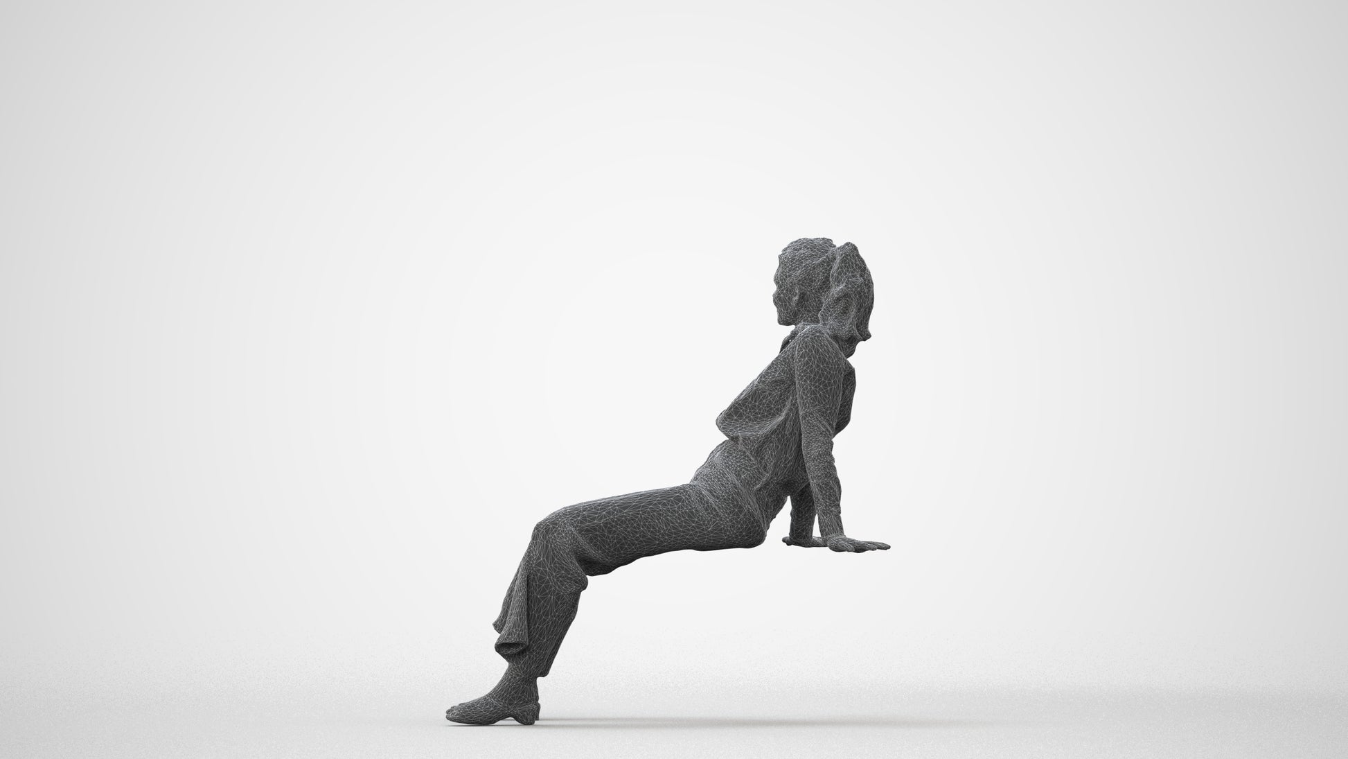 3D scanned woman sitting casual, photorealistic archviz people for Enscape and SketchUp, square thumbnail