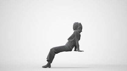 3D scanned woman sitting casual, photorealistic archviz people for Enscape and SketchUp, square thumbnail