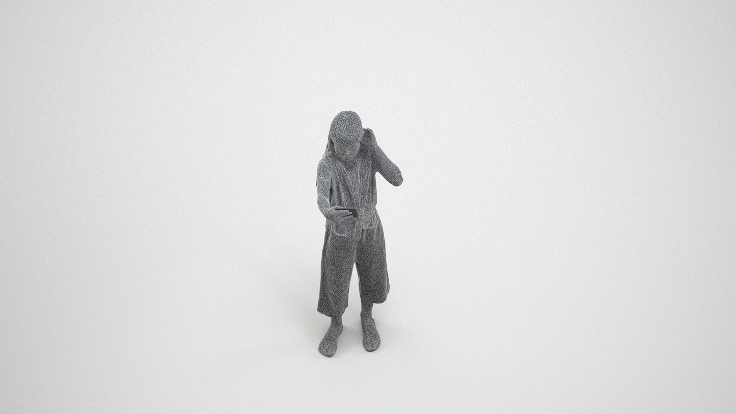 realistic 3D girl kids, scanned archviz people for Blender and 3ds Max, wireframe three-quarter view