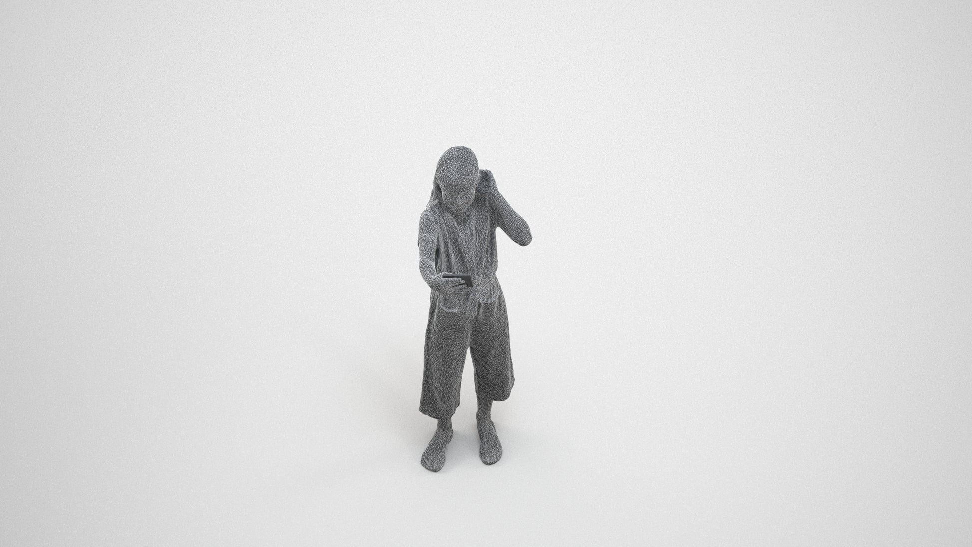realistic 3D girl kids, scanned archviz people for Blender and 3ds Max, wireframe three-quarter view
