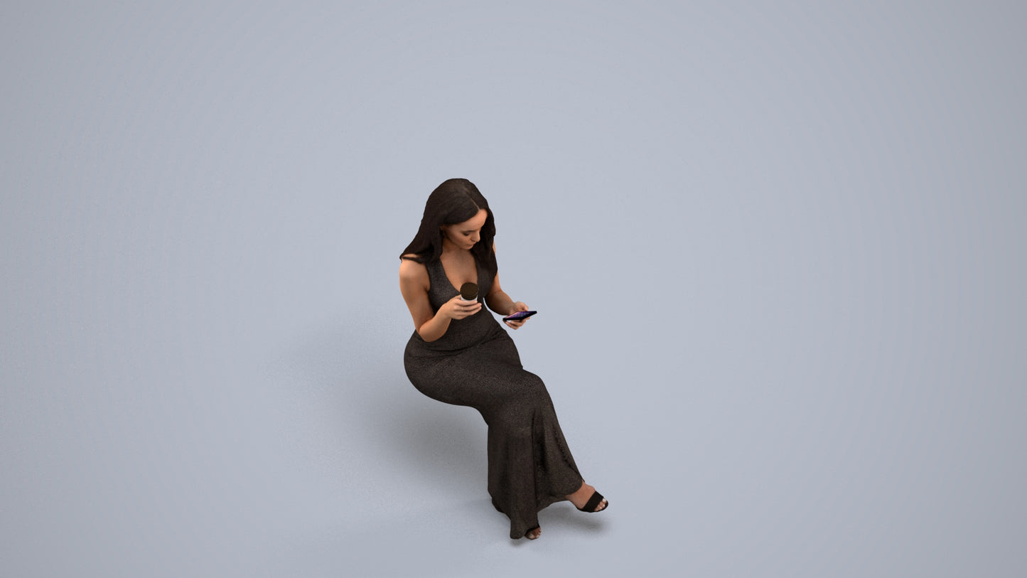 realistic 3D human woman formal formalaffairs, archviz people FBX OBJ for Blender, back view render