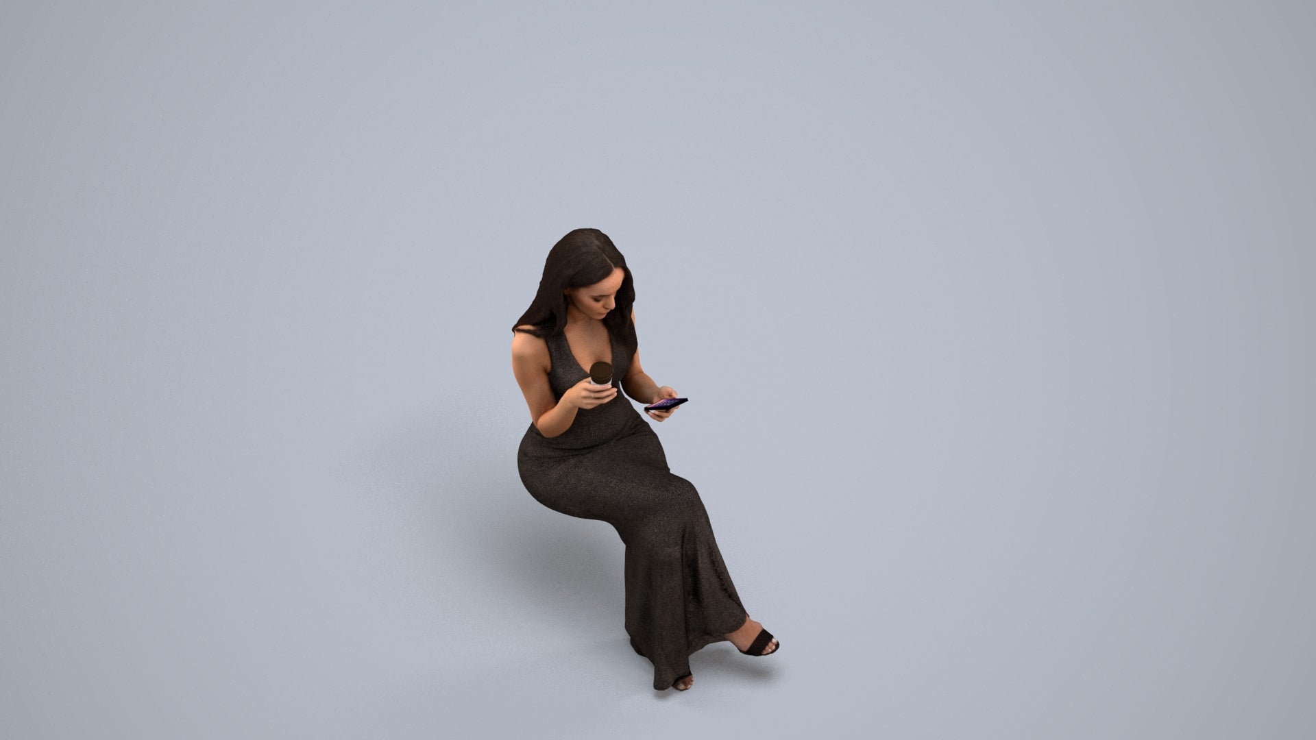realistic 3D human woman formal formalaffairs, archviz people FBX OBJ for Blender, back view render