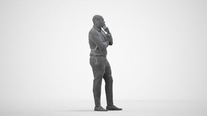 3D people model man business, scanned human for 3ds Max rendering, wireframe side view
