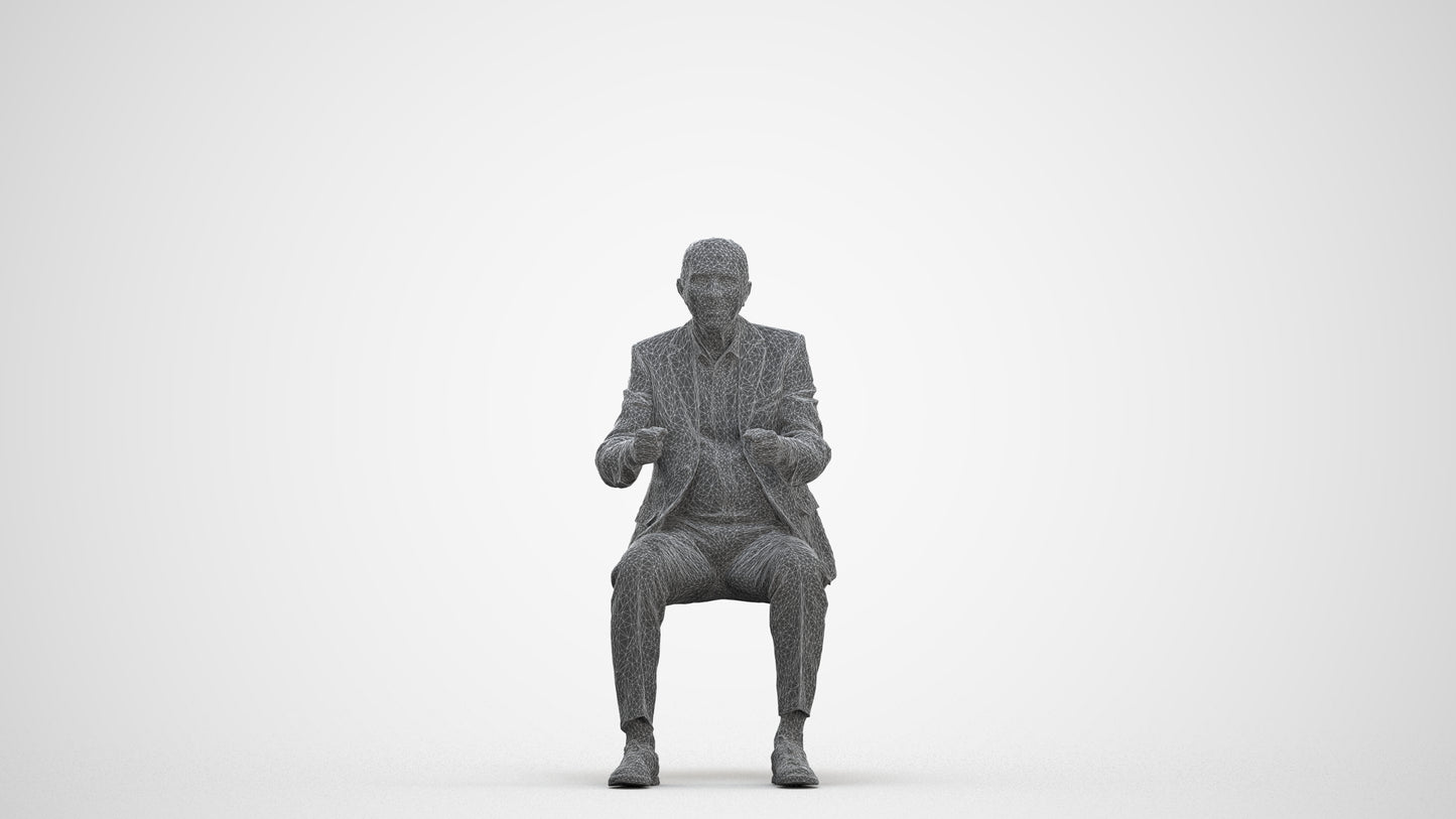 photogrammetry 3D senior man business driving, realistic human model archviz FBX, three-quarter front view render