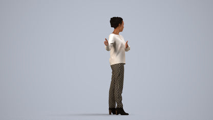 photogrammetry 3D woman casual standing, realistic human model archviz FBX, side view render