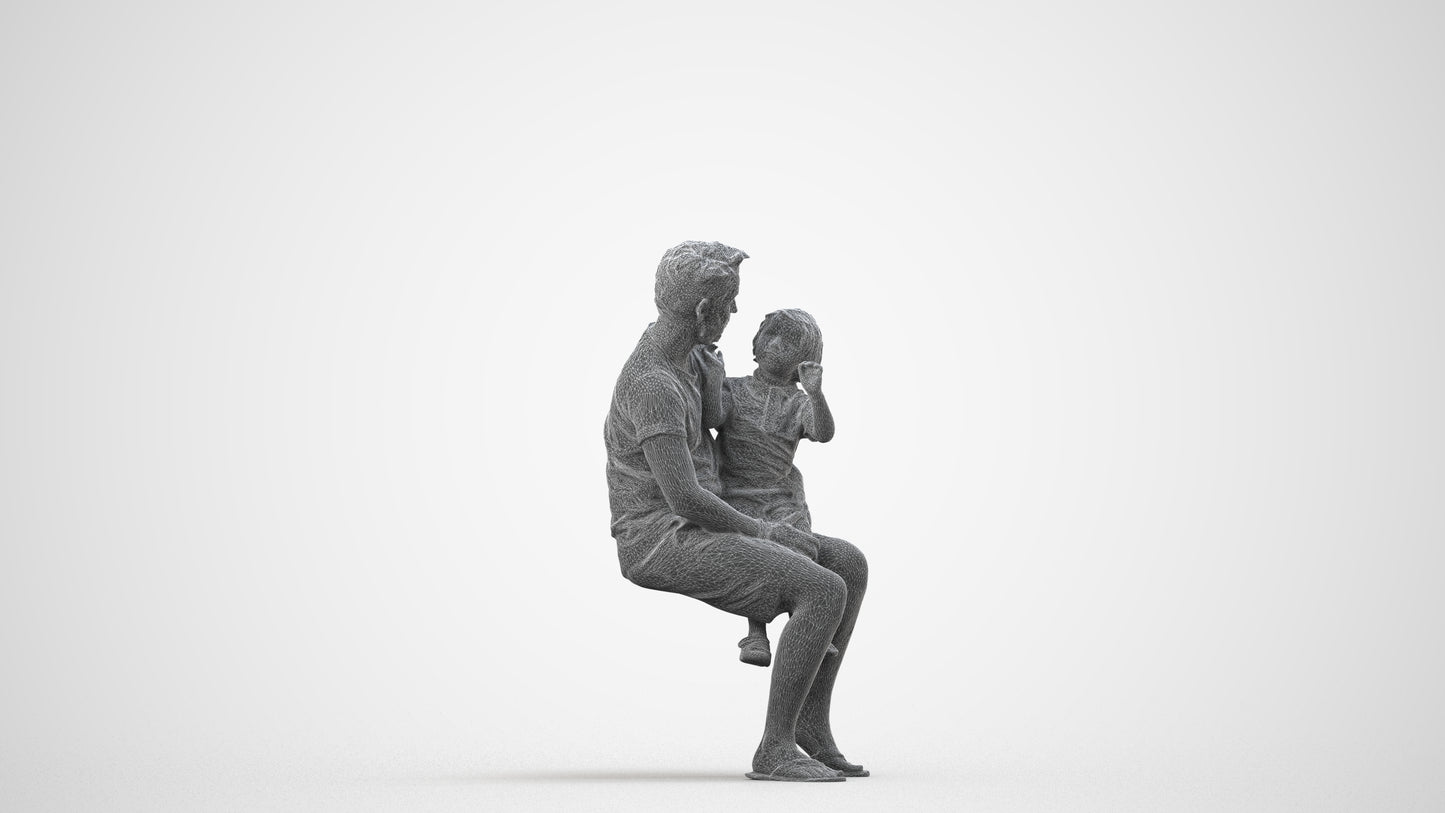 scanned 3D boy casual kids, photogrammetry people for Enscape and V-Ray, wireframe side view