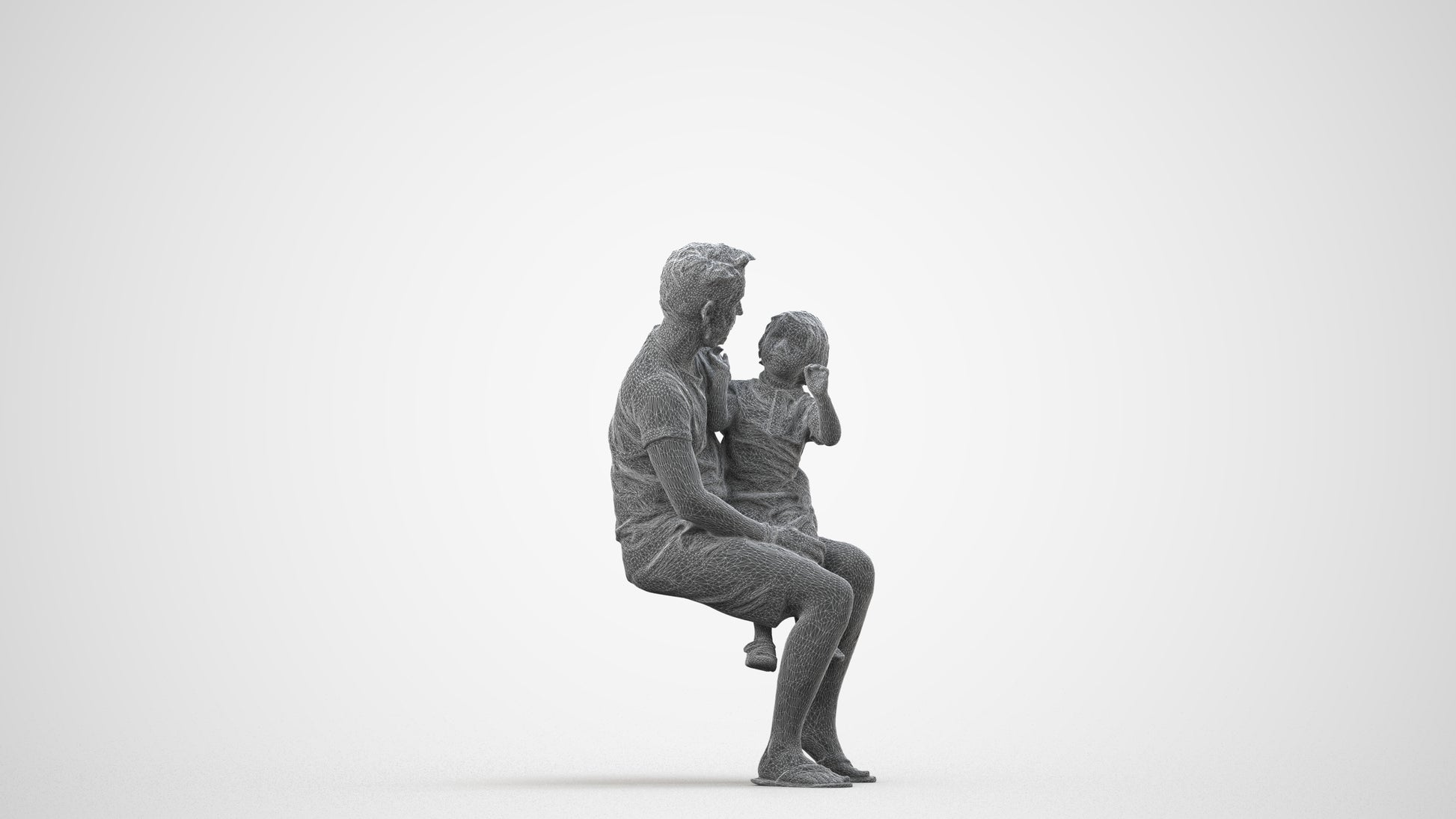 scanned 3D boy casual kids, photogrammetry people for Enscape and V-Ray, wireframe side view