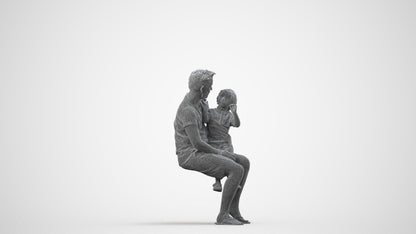 scanned 3D boy casual kids, photogrammetry people for Enscape and V-Ray, wireframe side view