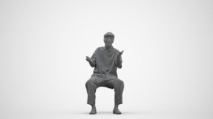realistic 3D man casual sitting, scanned archviz people for Blender and 3ds Max, three-quarter front view render