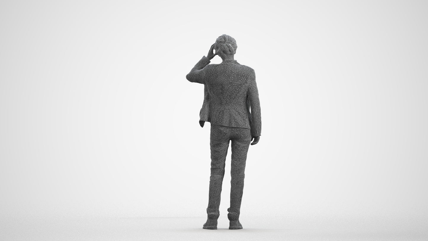3D scanned senior woman standing business, photorealistic archviz people for Enscape and SketchUp, wireframe front view