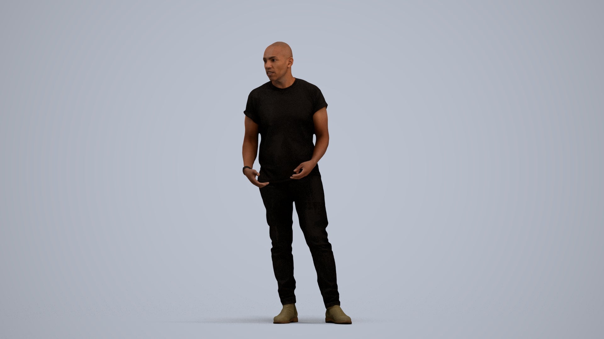 realistic 3D people man casual standing, render-ready for V-Ray and Corona, FBX OBJ, standing pose render