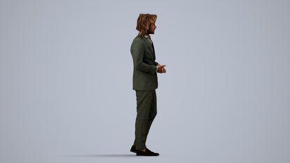3D people model man business, scanned human for 3ds Max rendering, side view render