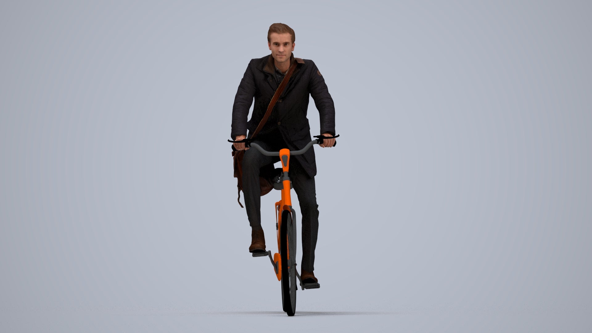 3D human model man casual mix, photogrammetry scanned person for archviz, top-down view render