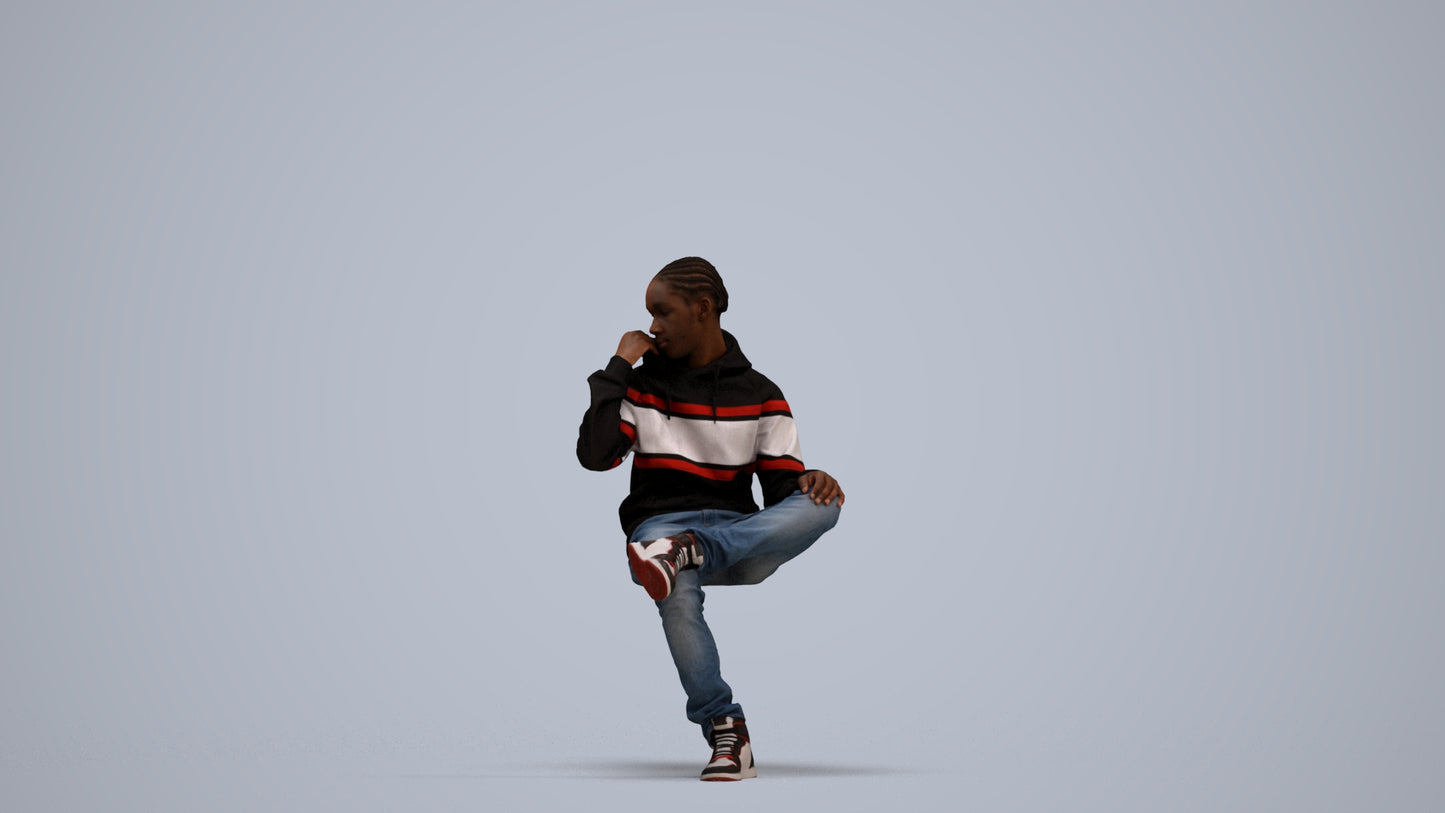 3D scanned boy kids casual, photorealistic archviz people for Enscape and SketchUp, standing pose render