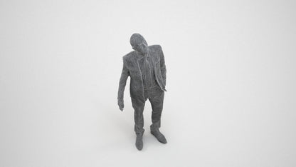 3D people model senior man business, scanned human for 3ds Max rendering, wireframe three-quarter view