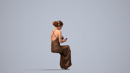 3D people model woman formal formalaffairs, scanned human for 3ds Max rendering, side view render
