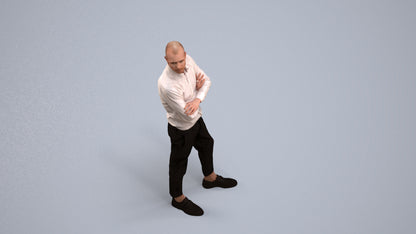 realistic 3D people man business standing, render-ready for V-Ray and Corona, FBX OBJ, back view render