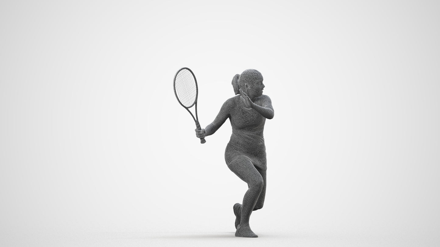 realistic 3D human girl sport, archviz people FBX OBJ for Blender, wireframe side view