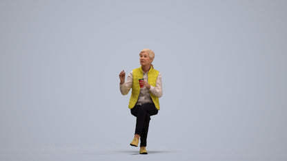 realistic 3D people senior woman casual sitting, render-ready for V-Ray and Corona, FBX OBJ, standing pose render