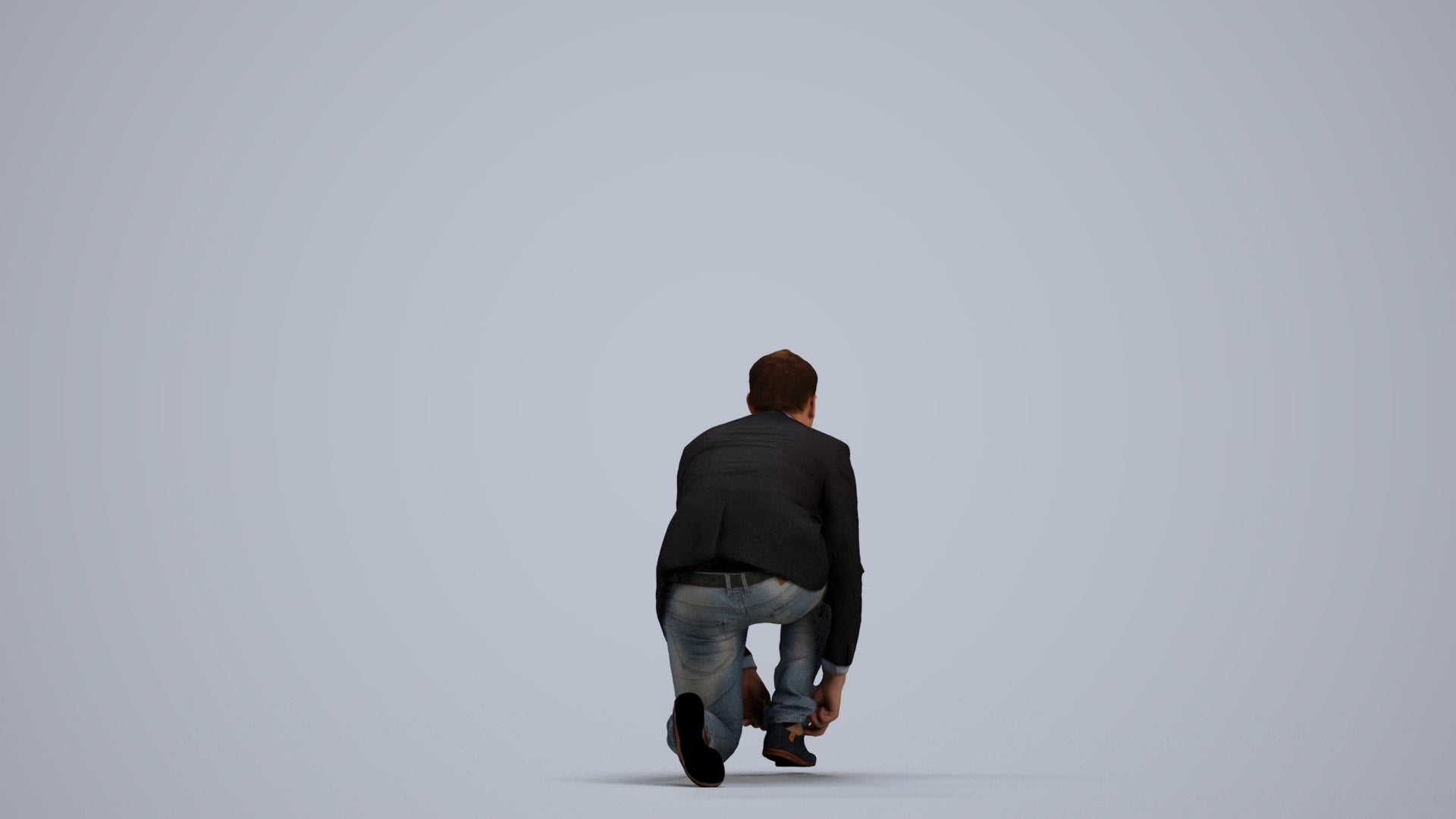 scanned 3D man business standing, photogrammetry people for Enscape and V-Ray, front view render