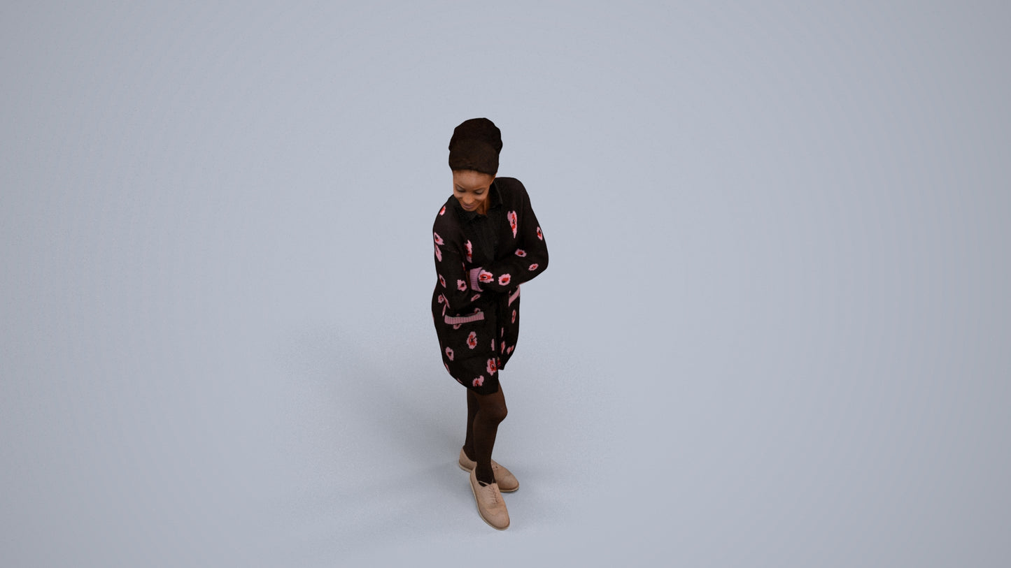 3D people model woman casual standing, scanned human for 3ds Max rendering, back view render