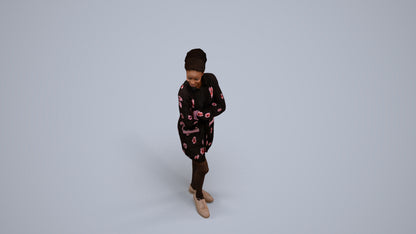 3D people model woman casual standing, scanned human for 3ds Max rendering, back view render