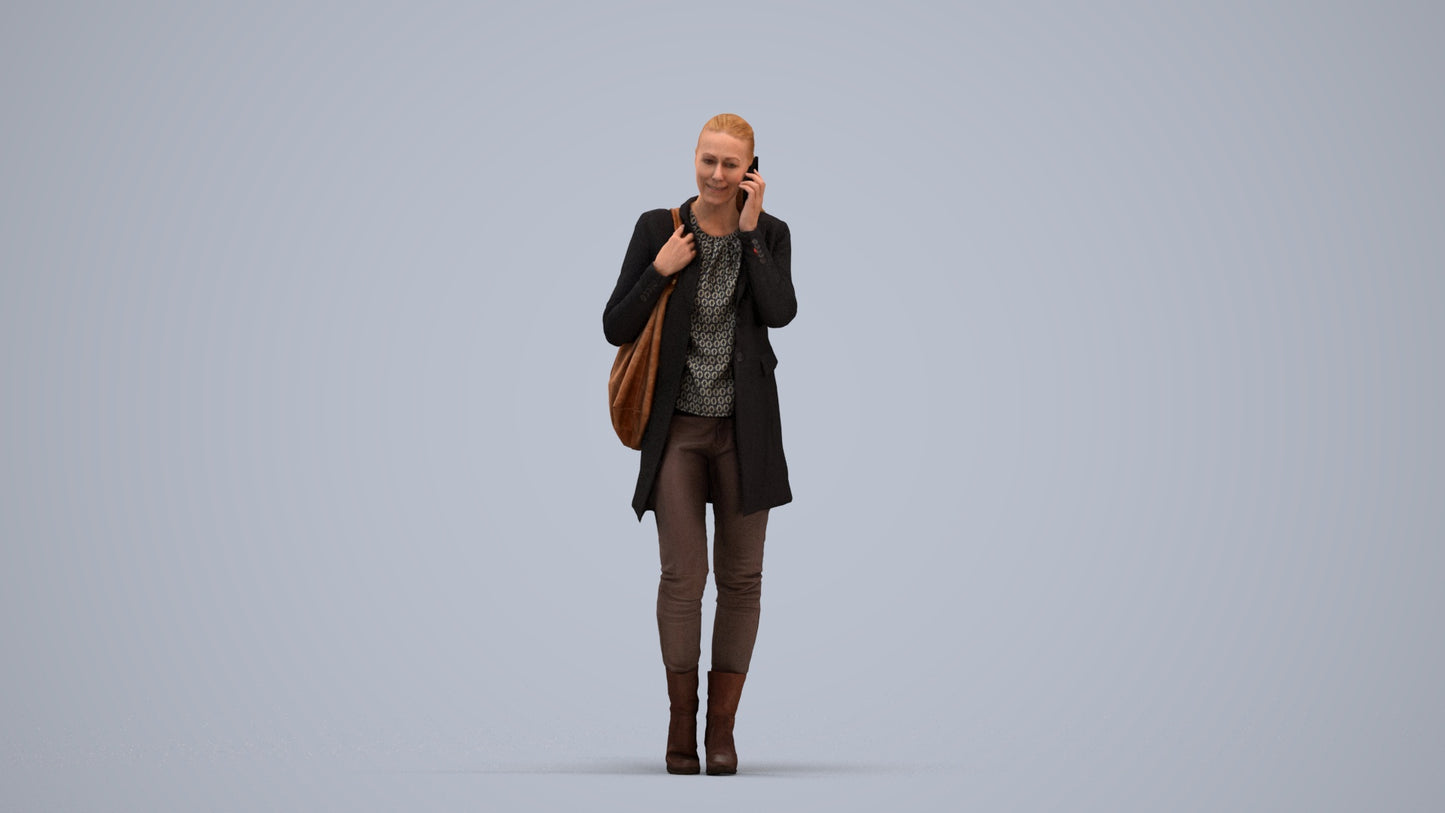 3D people model woman casual standing, scanned human for 3ds Max rendering, standing pose render