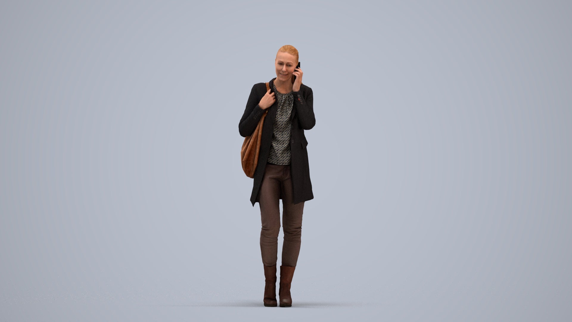3D people model woman casual standing, scanned human for 3ds Max rendering, standing pose render