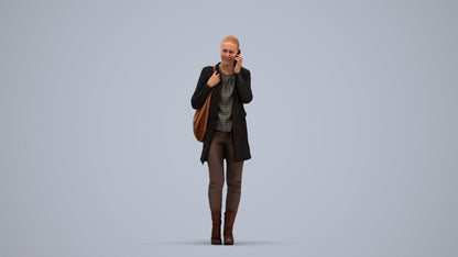 3D people model woman casual standing, scanned human for 3ds Max rendering, standing pose render