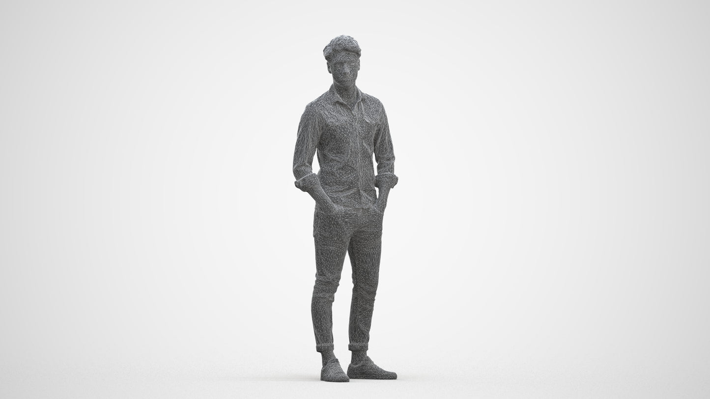 3D scanned man mix casual, photorealistic archviz people for Enscape and SketchUp, three-quarter front view render