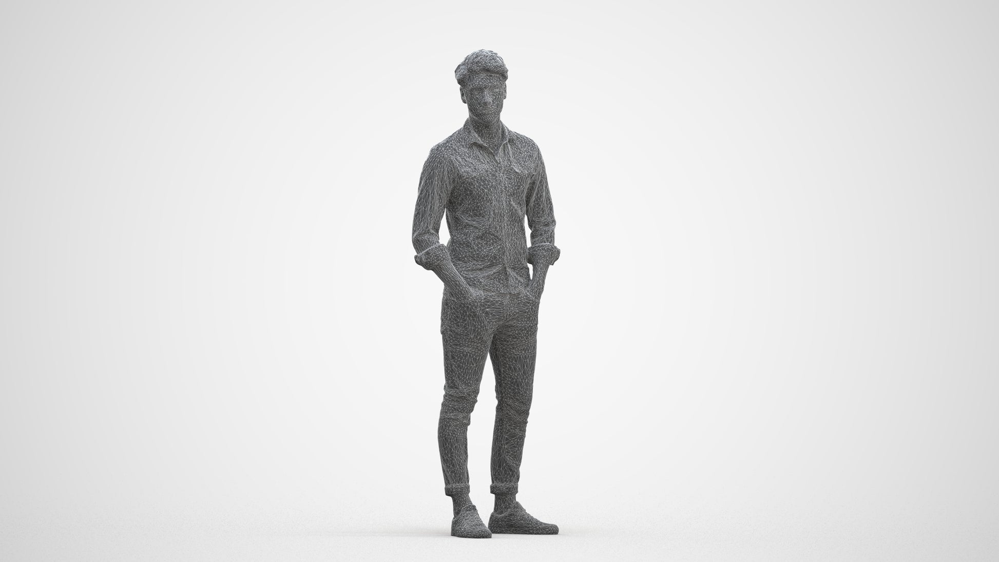 3D scanned man mix casual, photorealistic archviz people for Enscape and SketchUp, three-quarter front view render