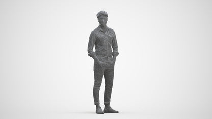 3D scanned man mix casual, photorealistic archviz people for Enscape and SketchUp, three-quarter front view render