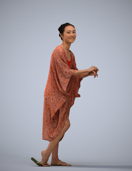photogrammetry 3D woman casual walking, realistic human model archviz FBX