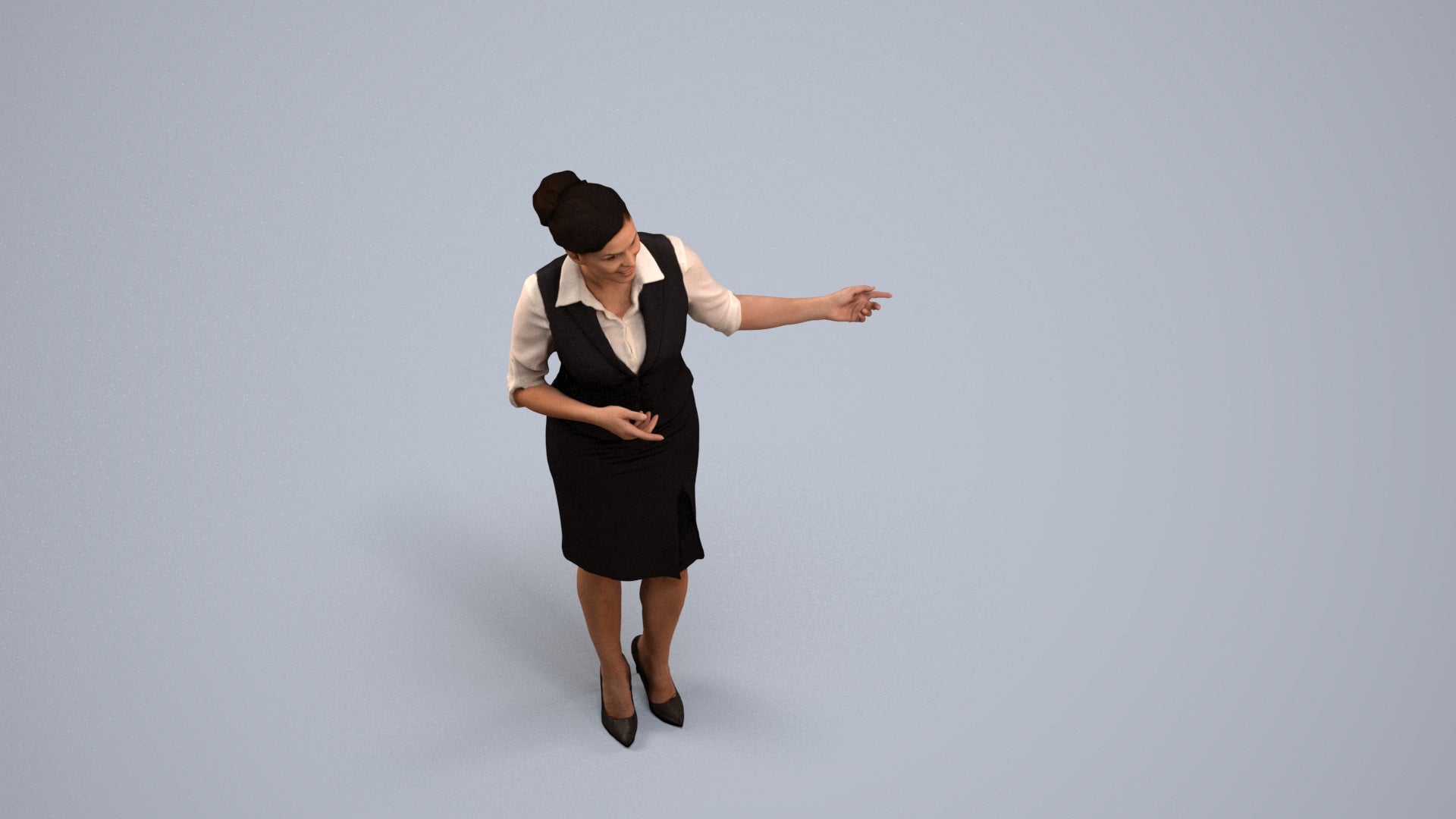 3D people model woman mix, scanned human for 3ds Max rendering, back view render