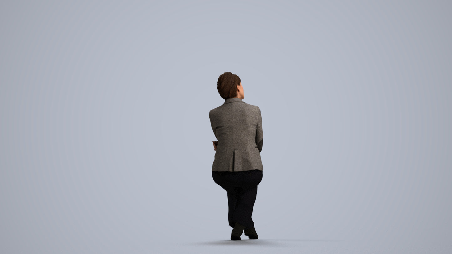 photogrammetry 3D woman business, realistic human model archviz FBX, front view render