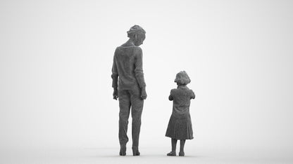 scanned 3D girl casual kids, photogrammetry people for Enscape and V-Ray, wireframe front view