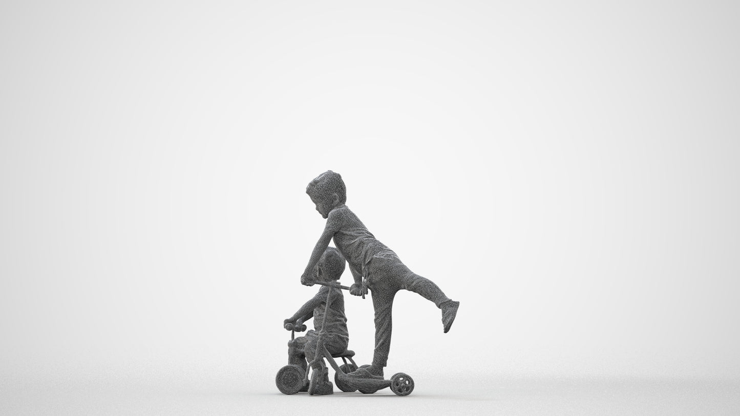 photogrammetry 3D boy casual kids, realistic human model archviz FBX, square thumbnail