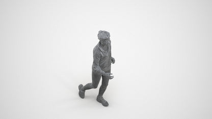 3D human model woman sport, photogrammetry scanned person for archviz, wireframe three-quarter view