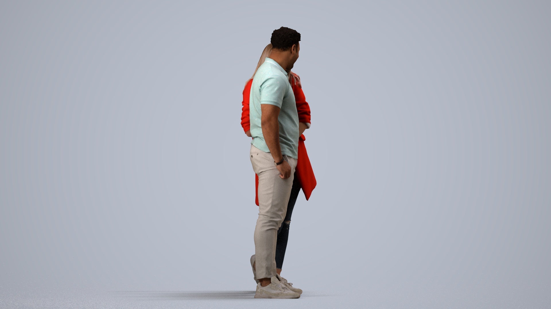 realistic 3D man casual shopping, scanned archviz people for Blender and 3ds Max, side view render