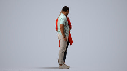 realistic 3D man casual shopping, scanned archviz people for Blender and 3ds Max, side view render