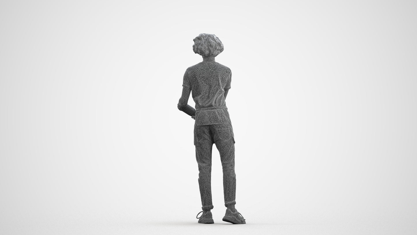 realistic 3D human man hospitality, archviz people FBX OBJ for Blender, wireframe front view