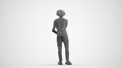 realistic 3D human man hospitality, archviz people FBX OBJ for Blender, wireframe front view