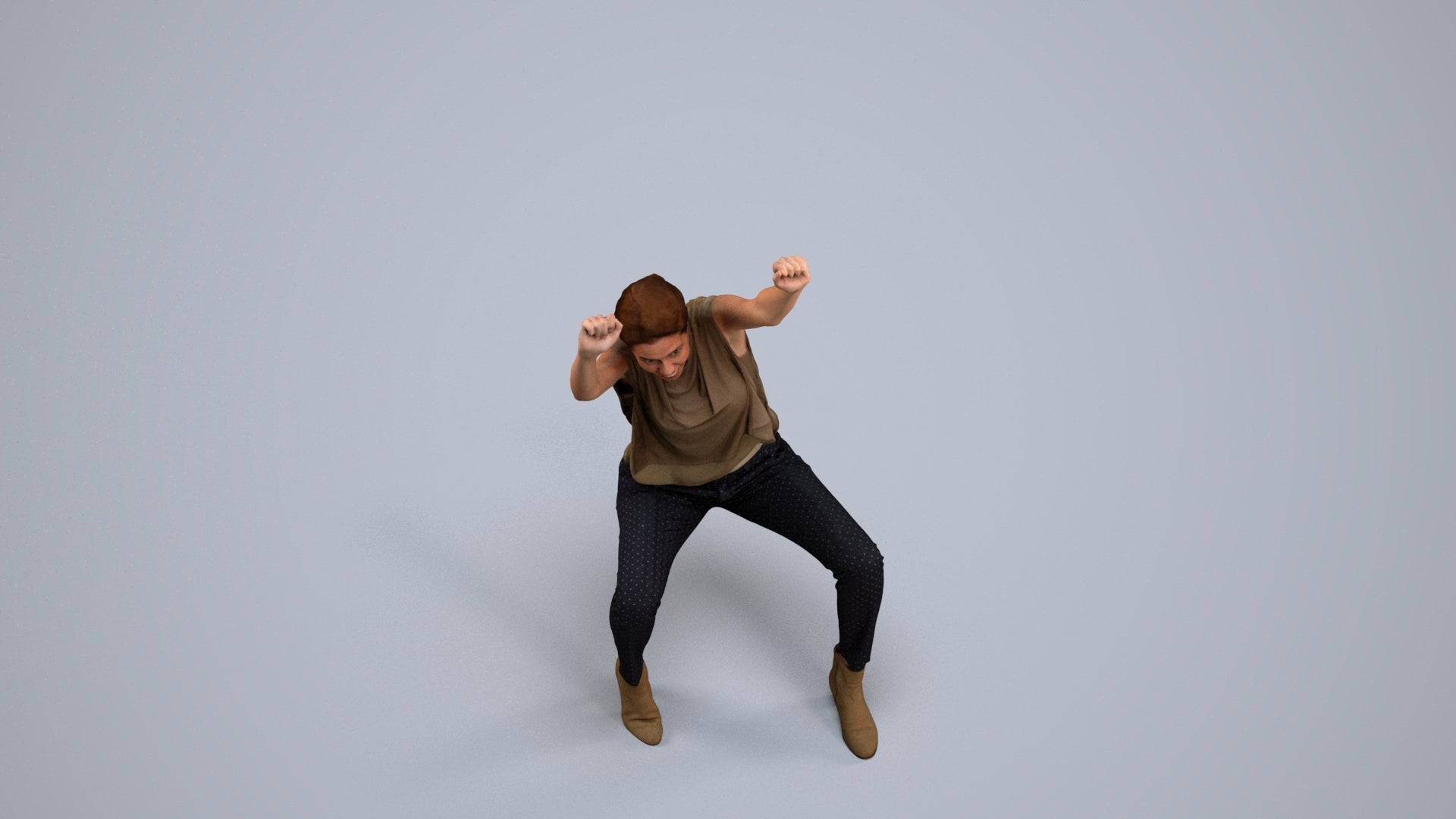 realistic 3D people woman casual sitting, render-ready for V-Ray and Corona, FBX OBJ, back view render